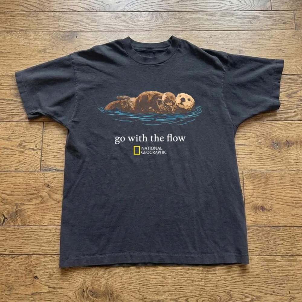 National Geographic Otter Graphic Tee, Go With Flow Vintage 2001 T-Shirt